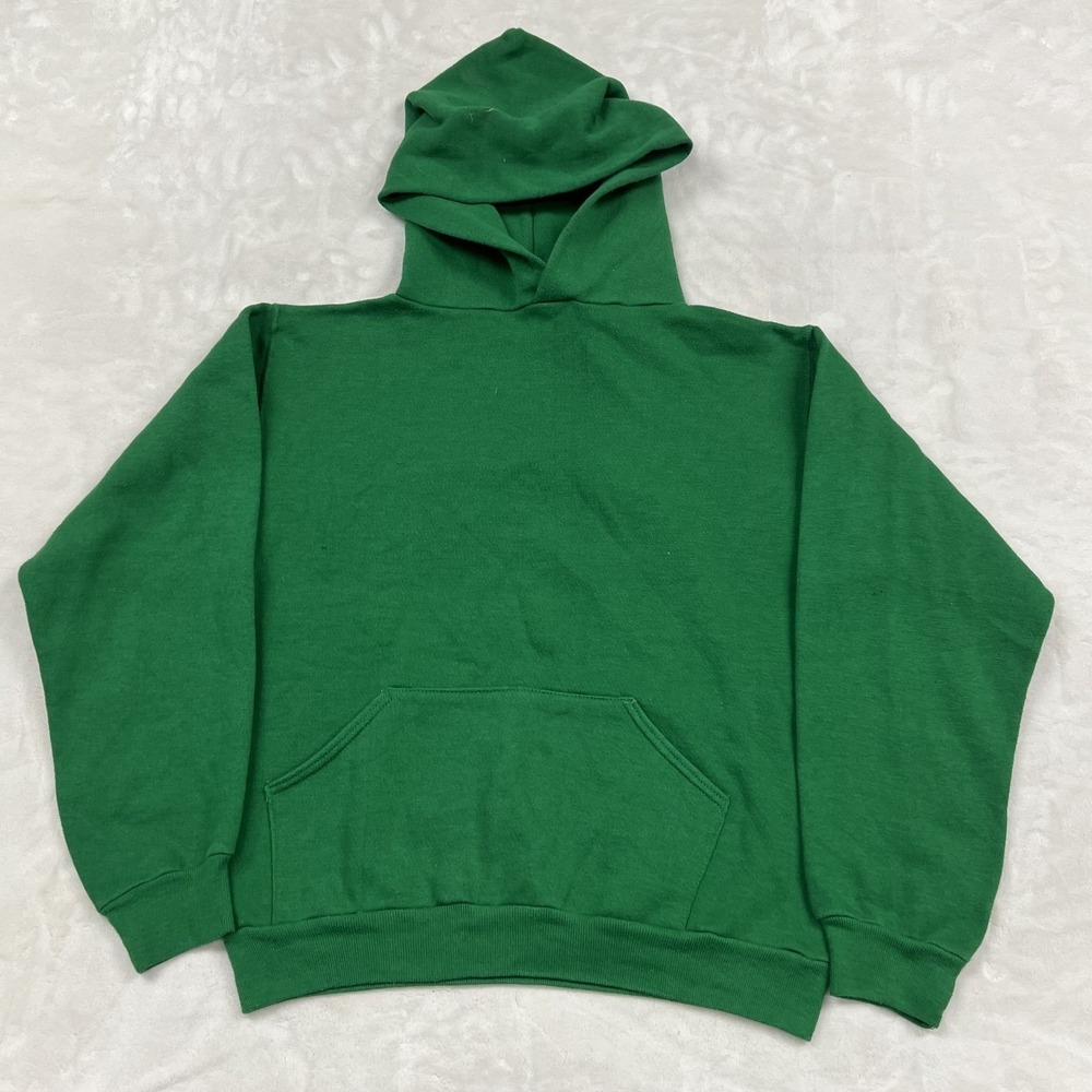 90s Russell Athletic Hoodie Mens Small Green Pullover Fleece Sweatshirt Solid